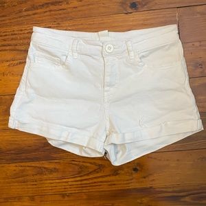 h&m white denim low rise shorts